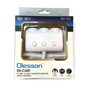 Olesson ตัวเพิ่มช่องจุดบุหรี่ในรถ 3 ช่อง 2 USB รุ่น 1523